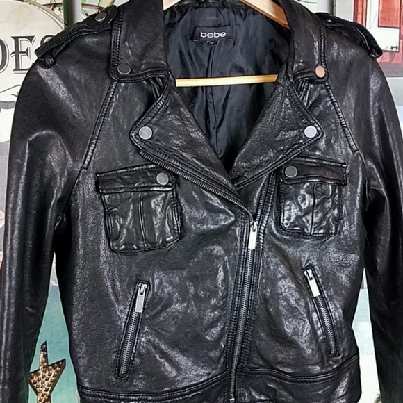 Bebe genuine leather moto jacket, size M - Picture 2 of 8